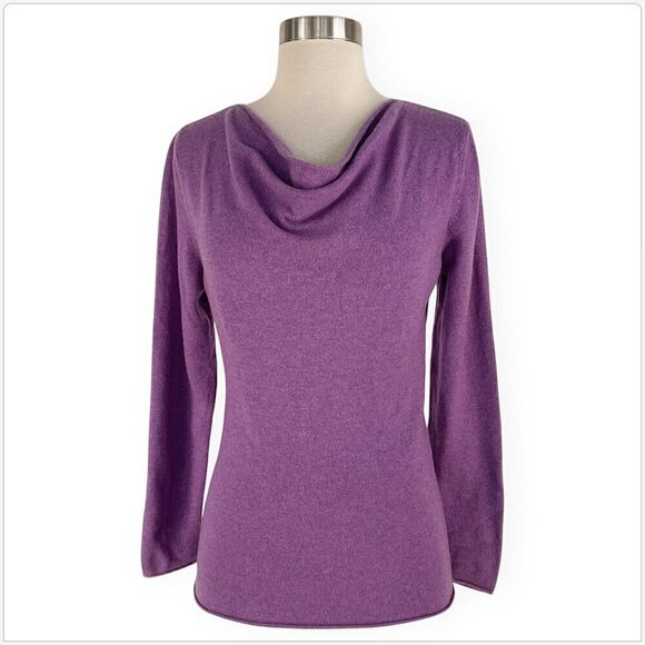 Kirkland Signature 100% Cashmere Knit Purple Lavender Drape Neck Sweater L - Picture 1 of 3